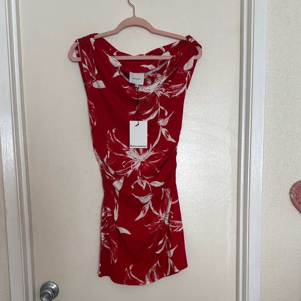 Reformation Red Floral Mini Dress